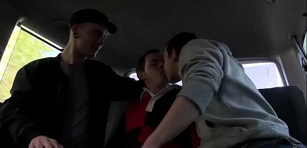  Dan Jenkins bangs with two skinny dick riders in the car